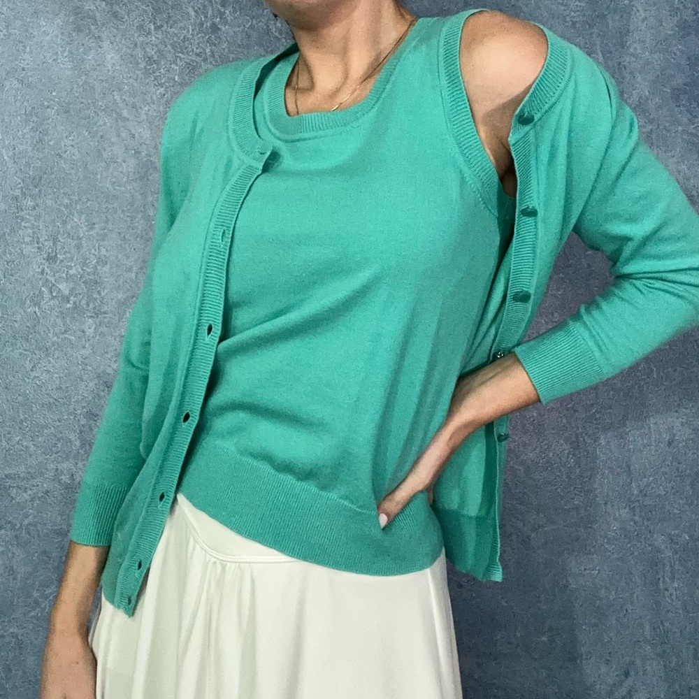 Talbots Turquoise Cardigan and Sweater Set